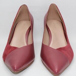 Naturalizer 27 Edit Faris Pumps Burgundy Leather Suede Pointed Toe Heels 9.5M